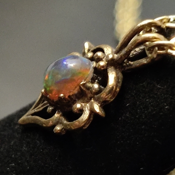 RARE Ethiopian Black Opal gemstone pendant necklace #034 - Picture 2 of 4